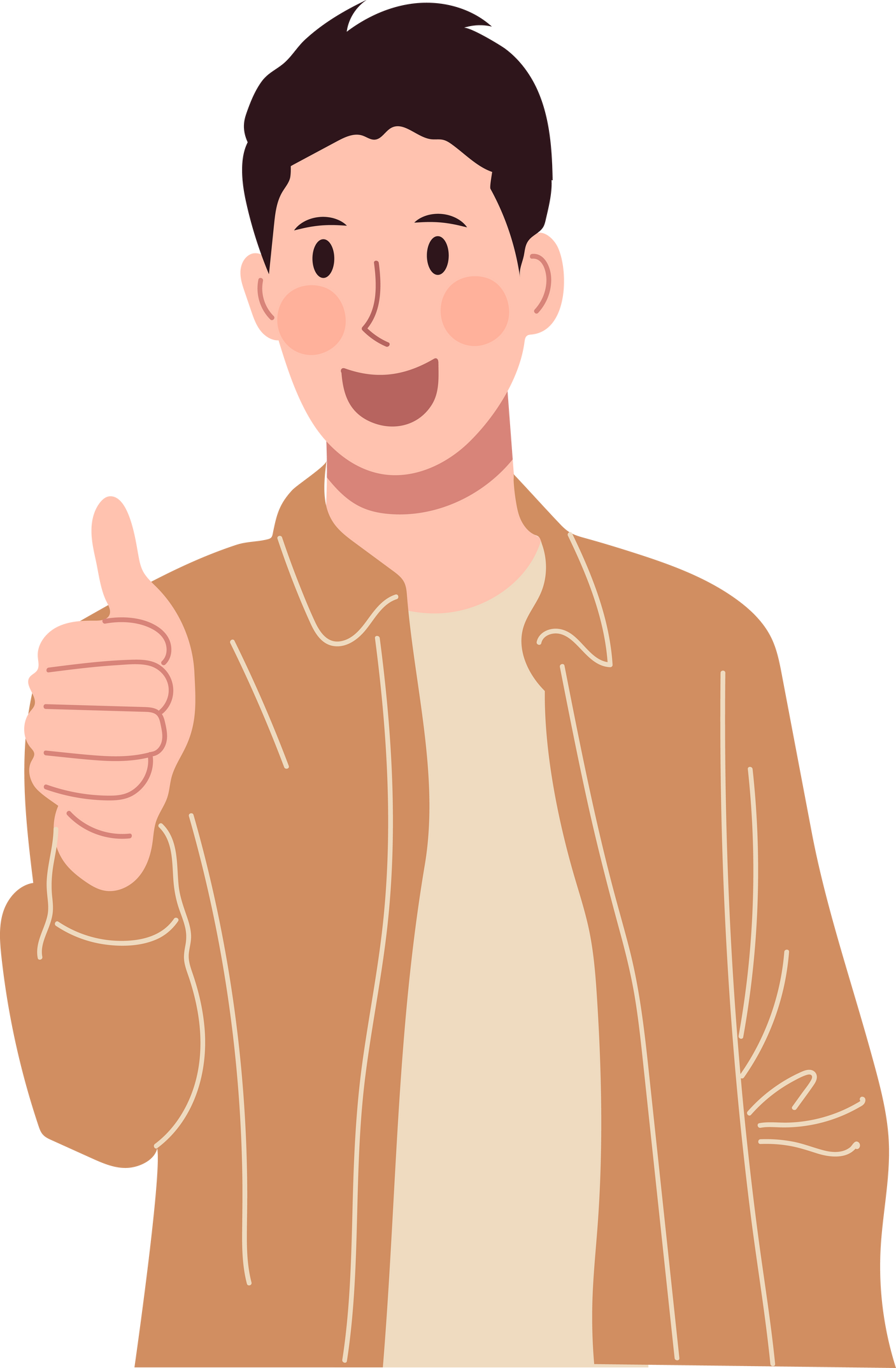 Happy man shows thumb up gesture